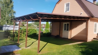 Навес-пристрой к дому из профнастила (односкатный)